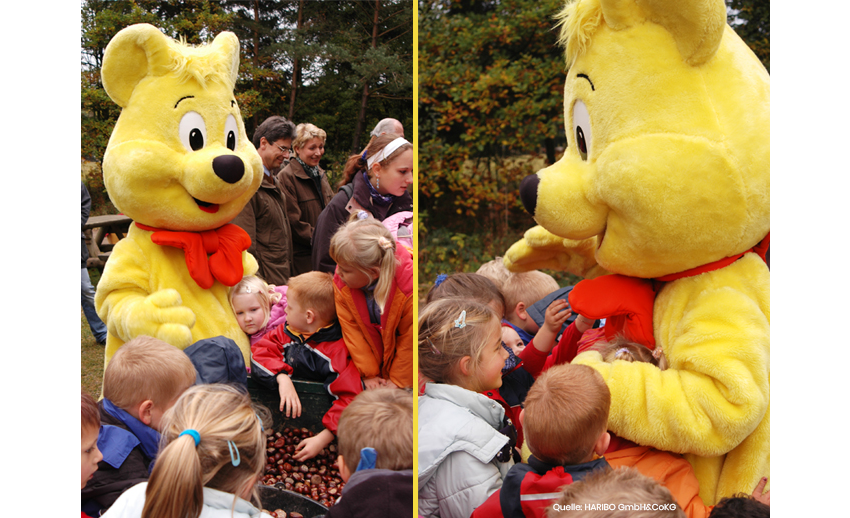 Haribo Werbefigur Goldbär mit Kinder