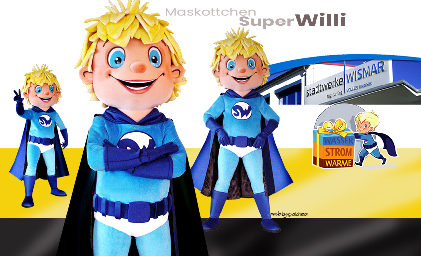 Stadtwerke Wismar Maskottchen Super Willi