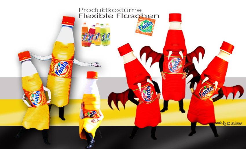 Fanta Flaschen Displaykostüme Produktkostüme