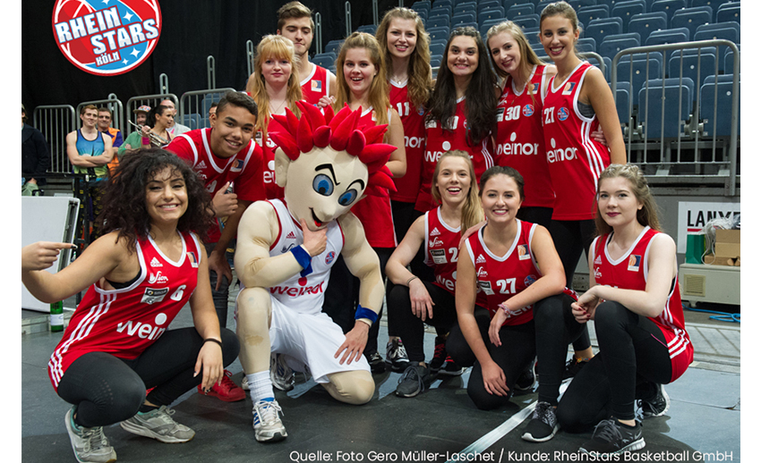 Rhein Stars Basketball alchimia Produktion und Design Maskottchen Jeck