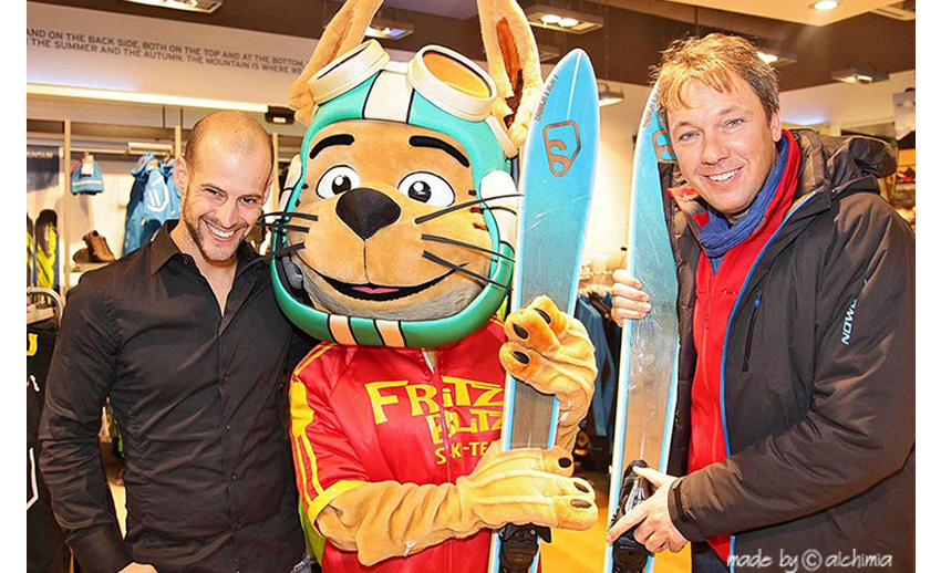 Ski Maskottchen Katze Fritz Blitz